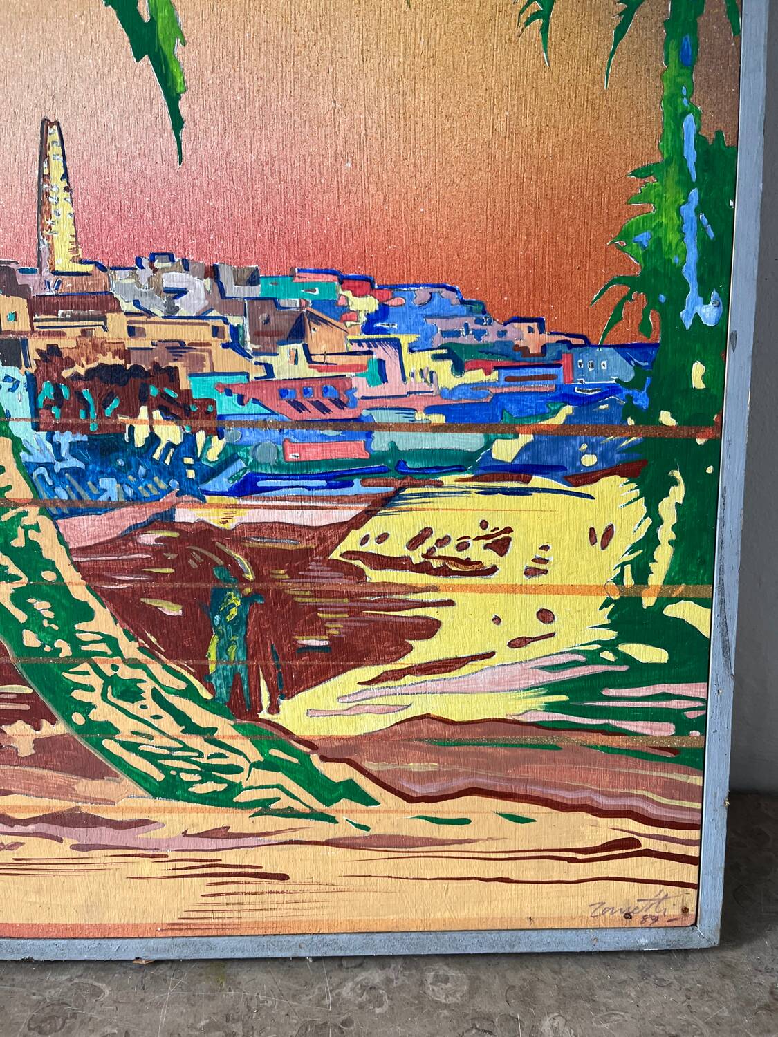 Mediterranean City, Oil on panel, signed Jean-Noël Zanetti 89