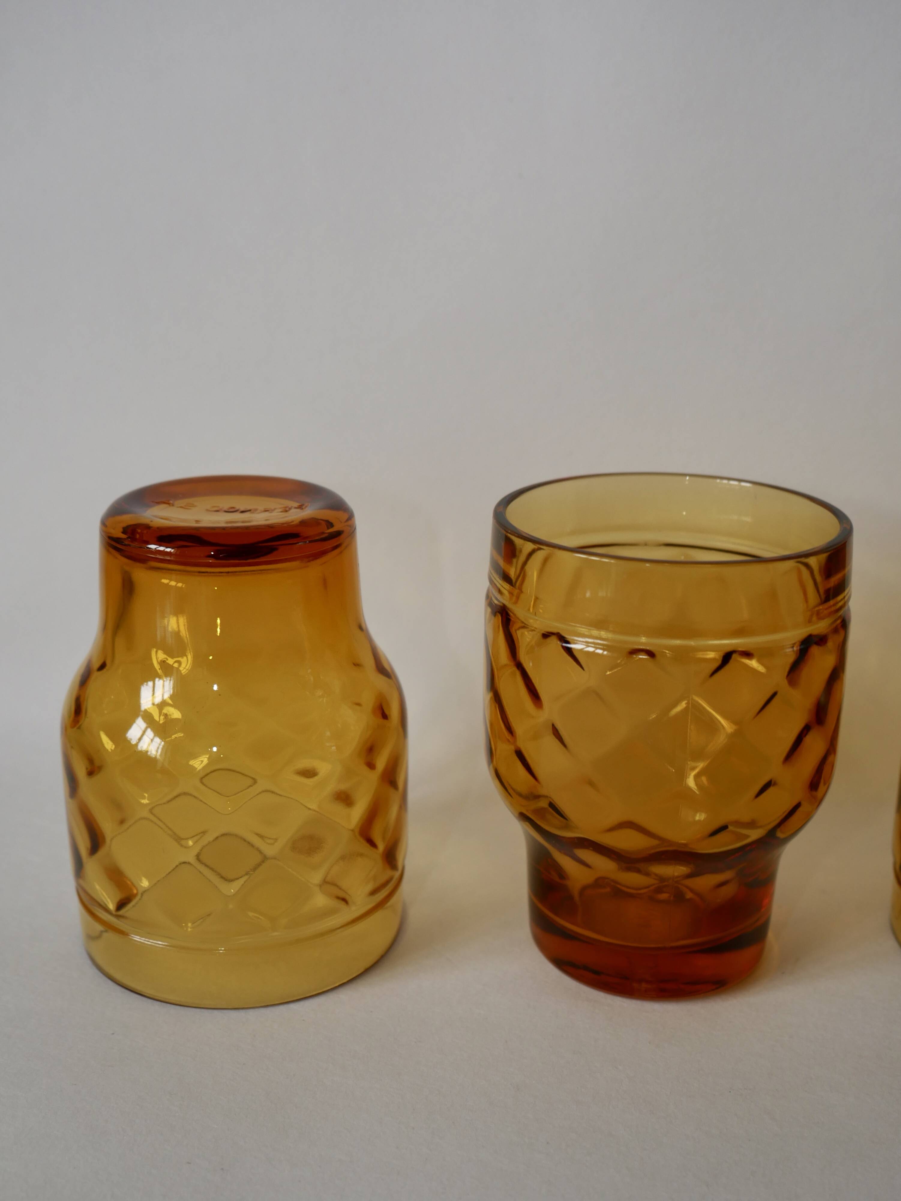 Lot de 4 verres ambrés Pernod années 70