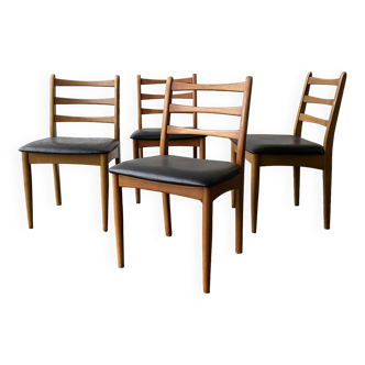 Ensemble de 4 chaises de salle à manger à dossier haut du milieu du siècle 1970 par Schreiber