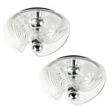 Mid-Century Space Age Wave Glass Ceiling Lights by Koch & Lowy for P&P, 70s