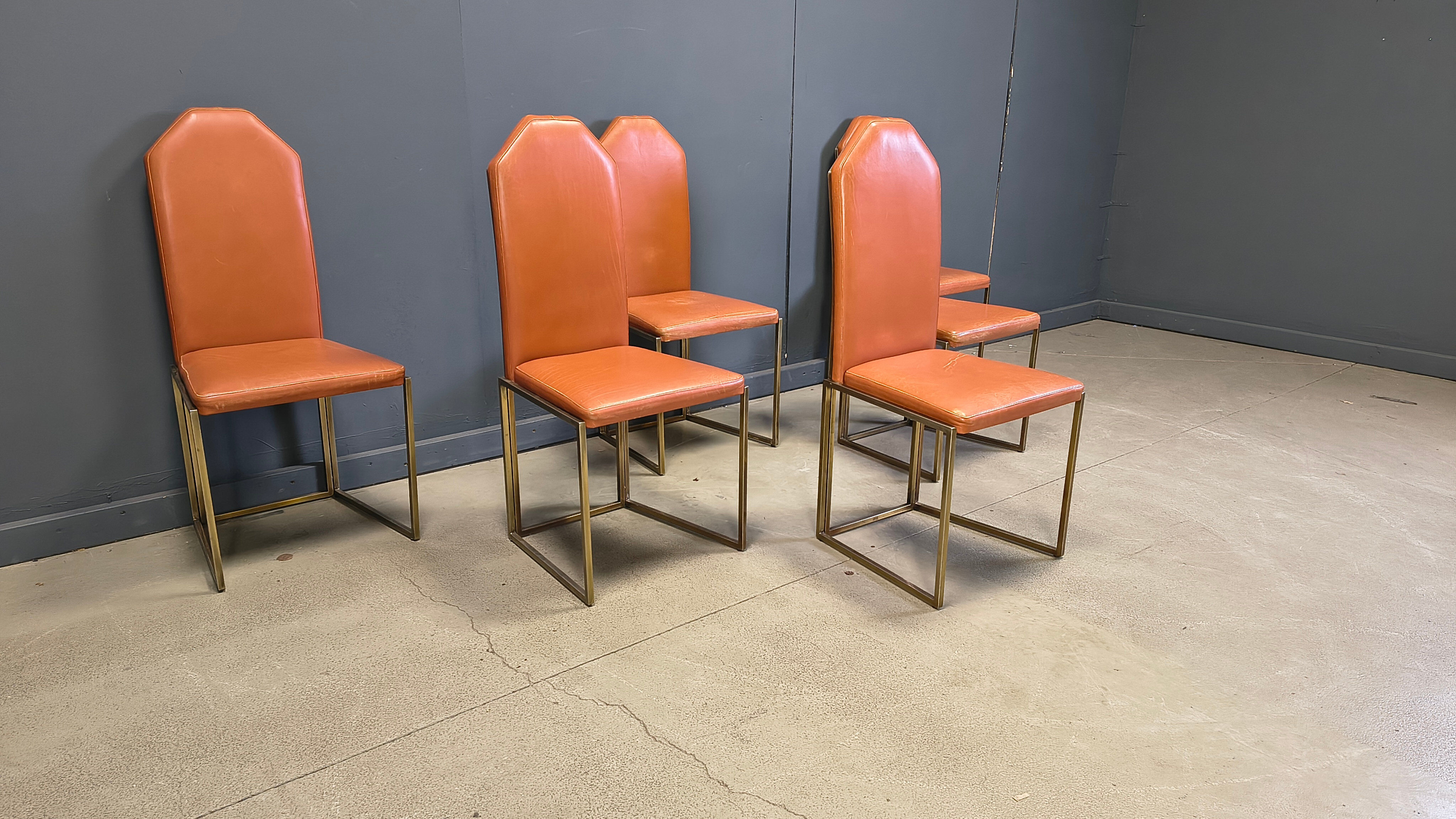 Vintage brass dining chairs by Belgochrom, 1970s