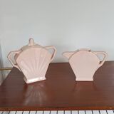 Saint Amand Art Deco earthenware creamer and sugar bowl