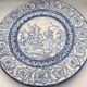 Antique glazed ceramic wall plate with battle scene decoration 41.5 cm