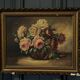 Oil on panel signed still life bouquet of roses 1936