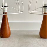 Set of 2 vintage teak table lamps / lamp bases