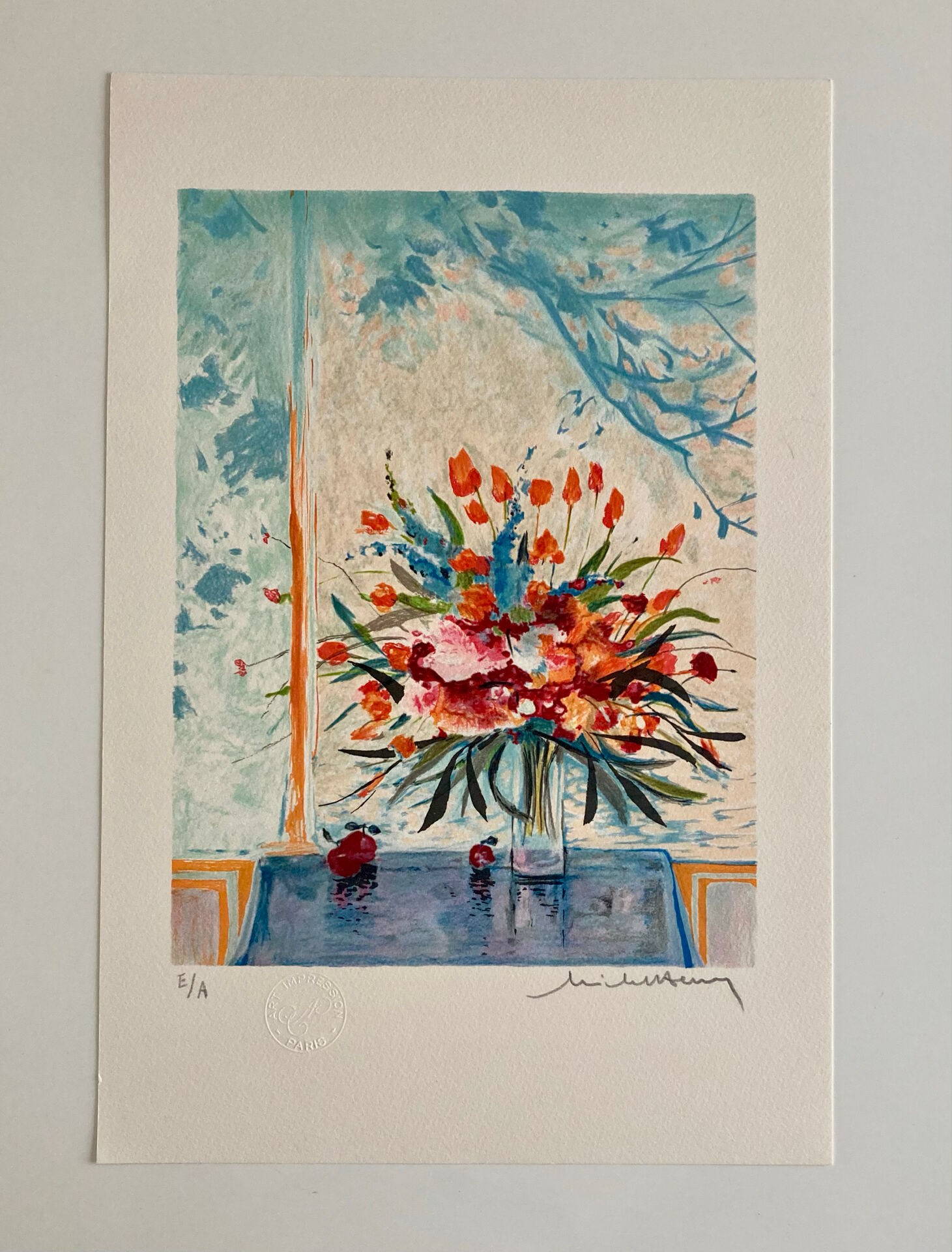 Lithograph (EA) signed by Michel Henry - Bouquet at the Window