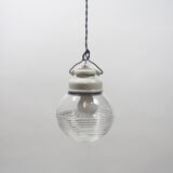 Porcelain lamp with a glass shade