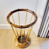 Porte-parapluie en bois et laiton, années 1950