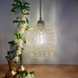 Vintage amber glass globe pendant light