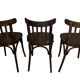 Set of 3 vintage wooden bistro chairs from around 1950.