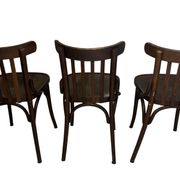 Série de 3 chaises bistrot en bois vintage vers 1950