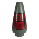 Vase allemand en céramique rouge et verte, années 1960