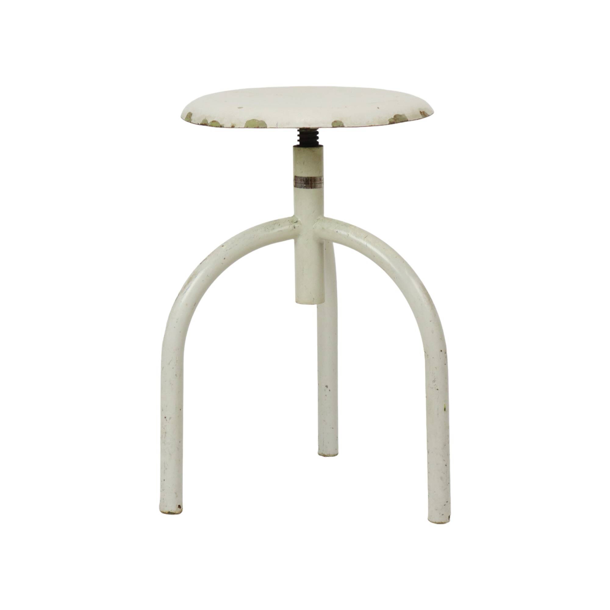 Industrial Antique Metal Doctor's Stool Lab Stool Early 20th Century