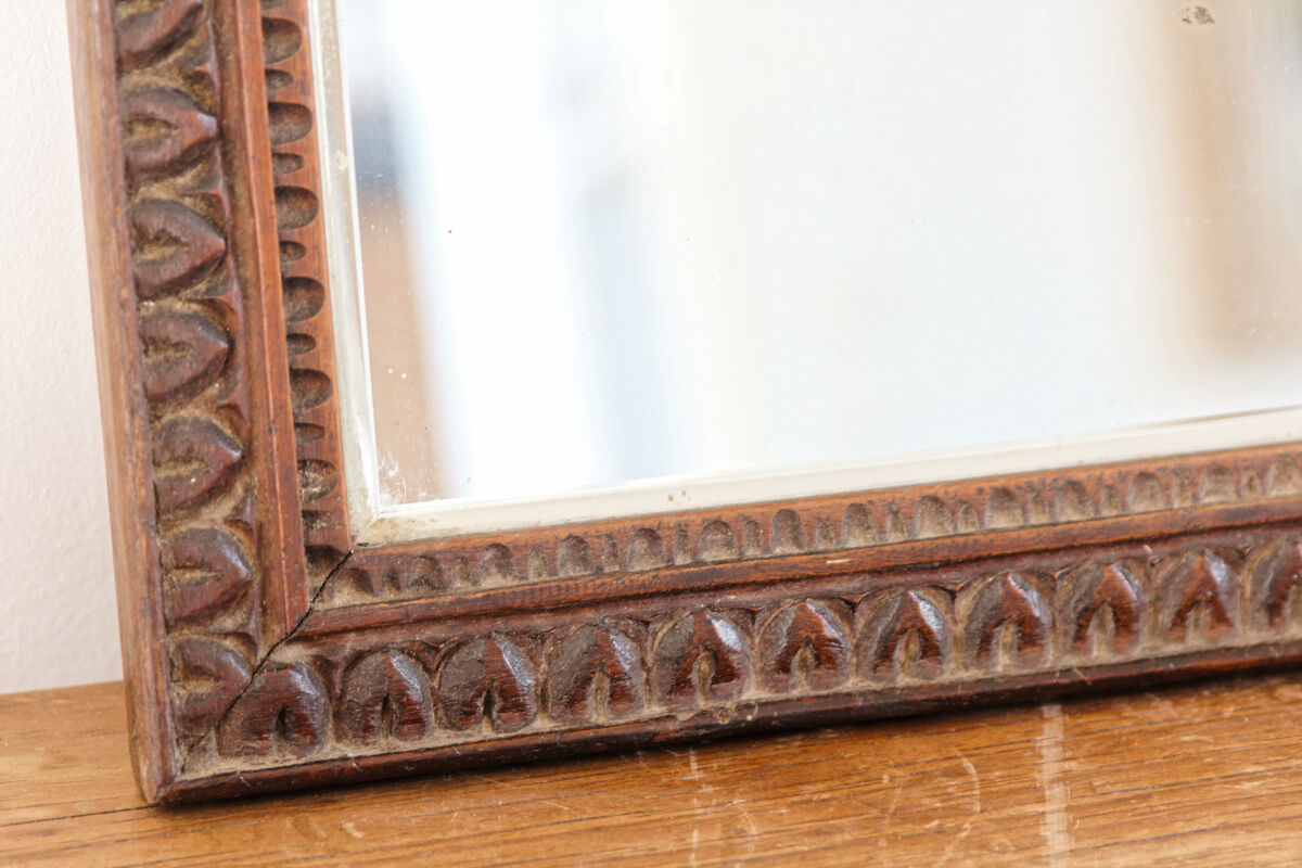 Carved wood mirror, folk art