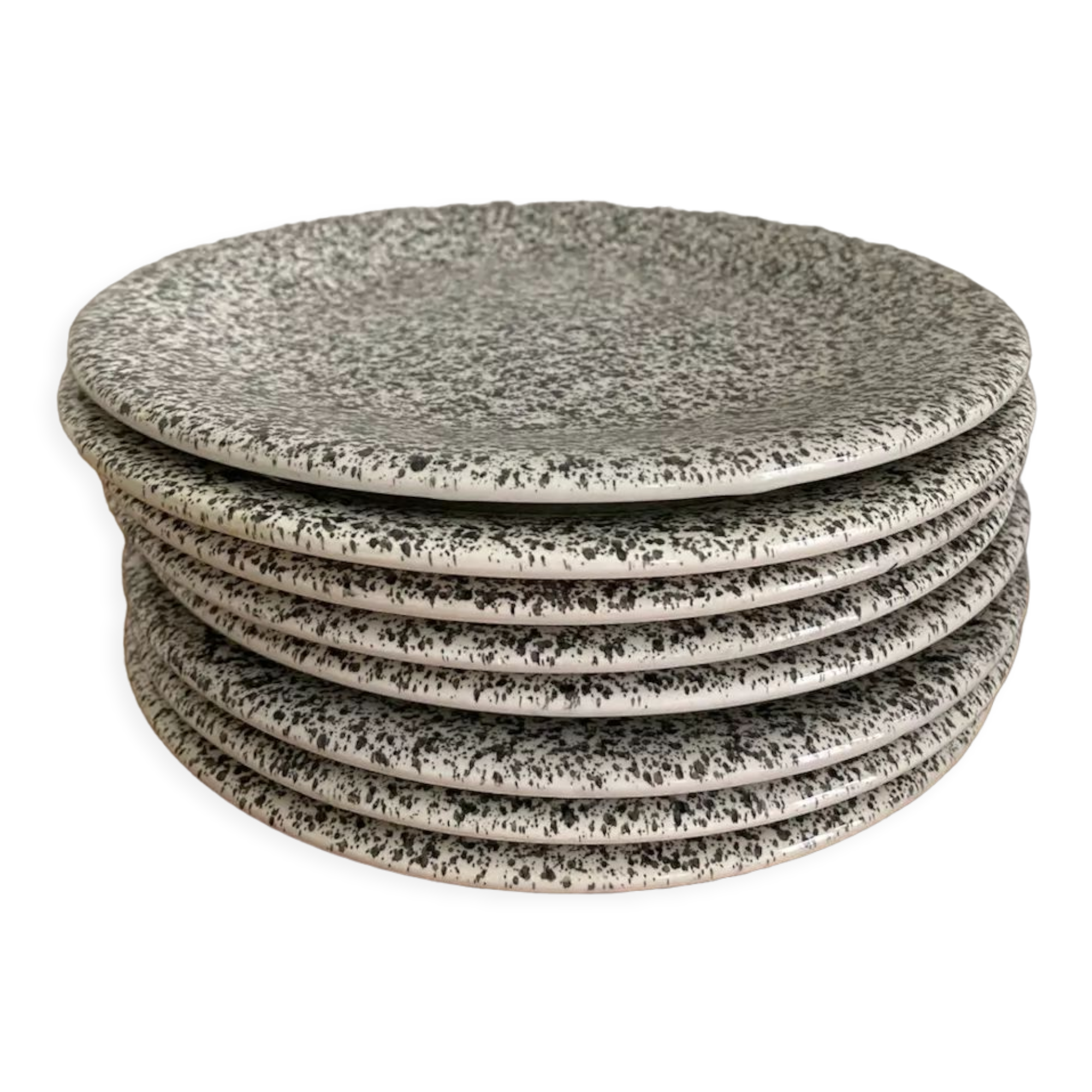 Set of 8 Italian speckled ceramic dessert plates