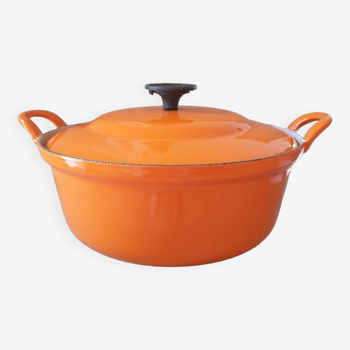 Enamelled cast iron casserole the orange crucible.