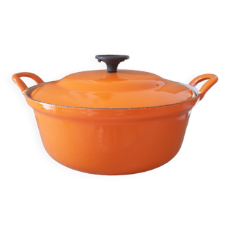 Enamelled cast iron casserole the orange crucible.