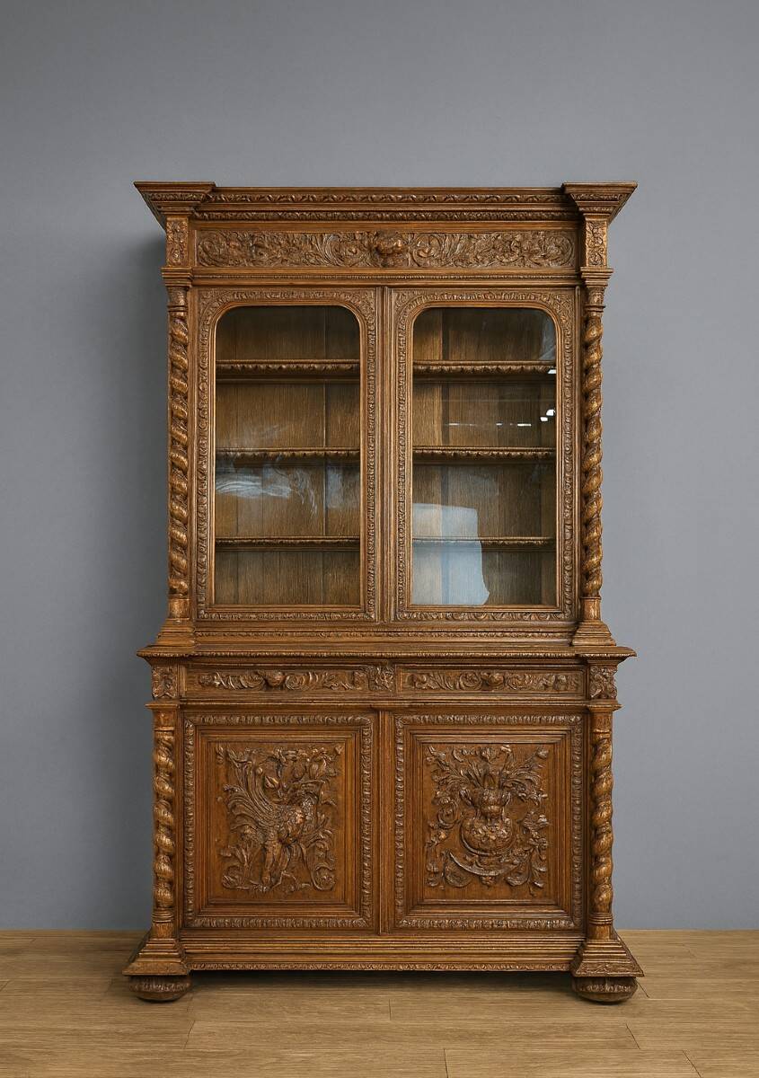 Renaissance-Style Oak Hunting Lodge Library