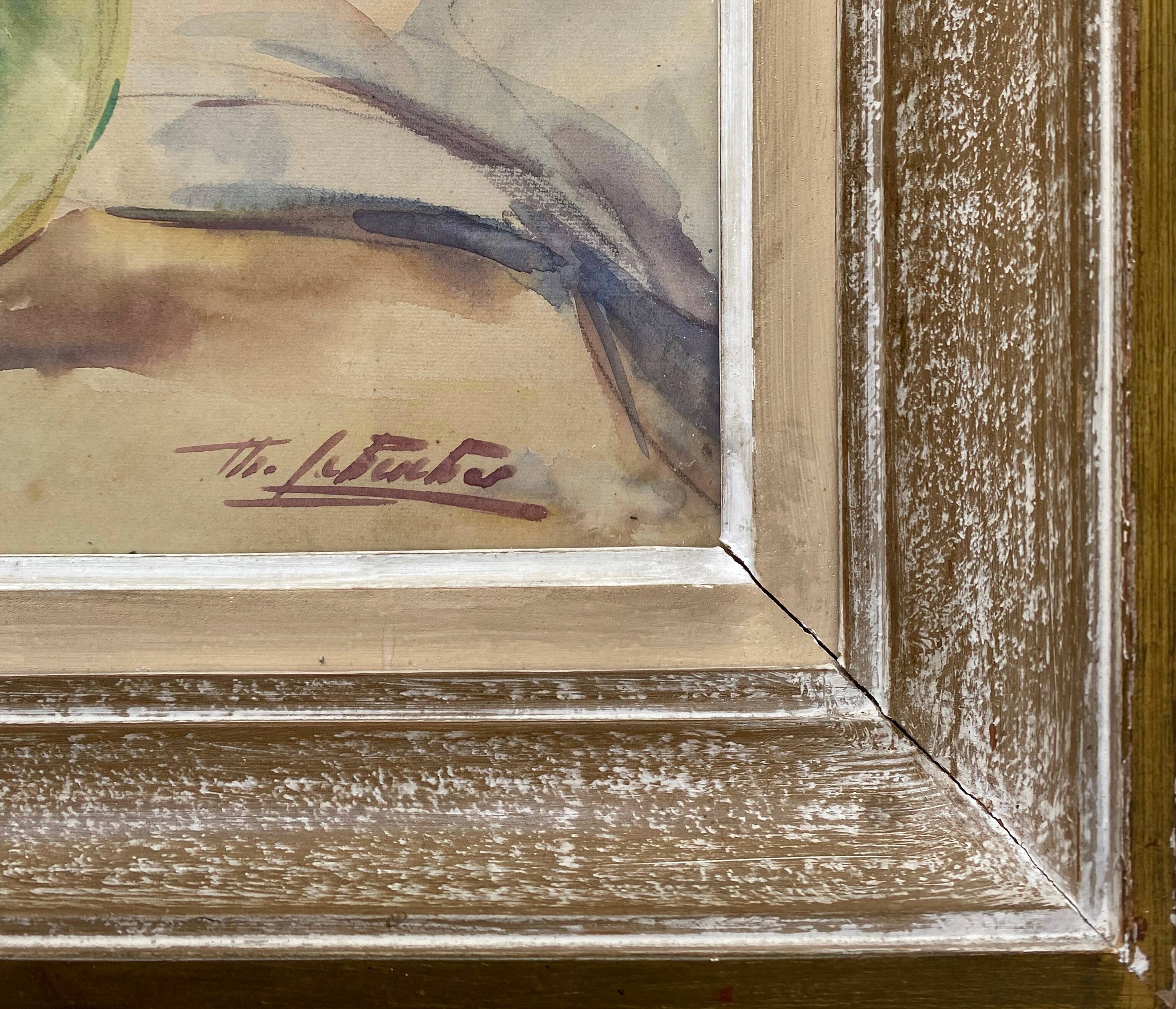 Tableau aquarelle "bouquet de fleurs" signée lehuchée