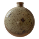 Vintage round, flat-bottomed stoneware bud vase
