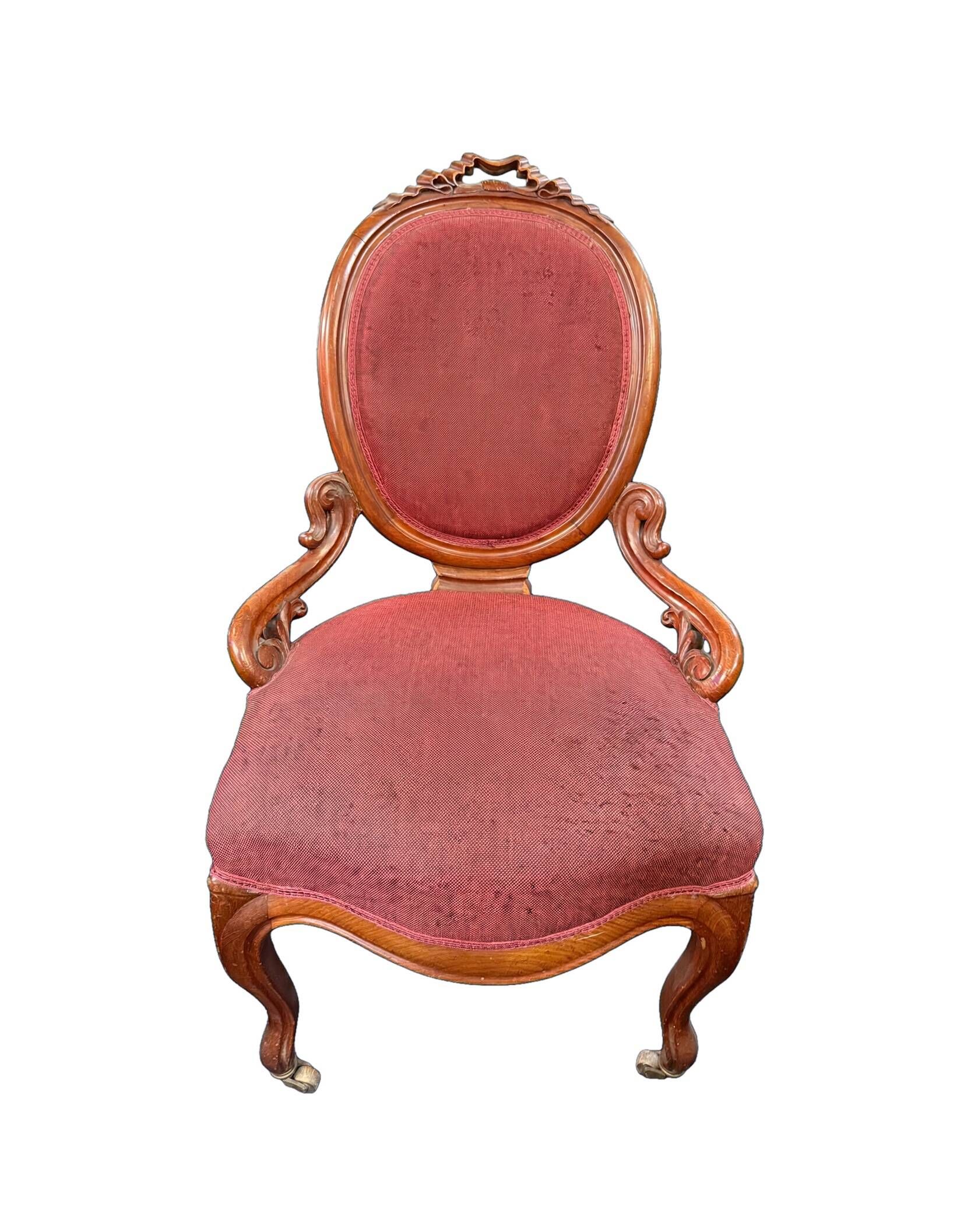Pair of oval medallion back armchairs in Napoléon III style