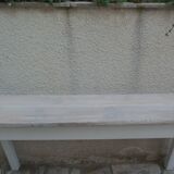 Console with a weathered grey cotton base, top in bleached walnut.