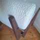 Izag ampm armchair, solid walnut and ecru-colored bouclette, designer seat