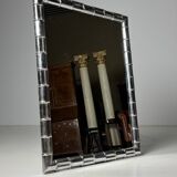 Large faux bamboo mirror chrome