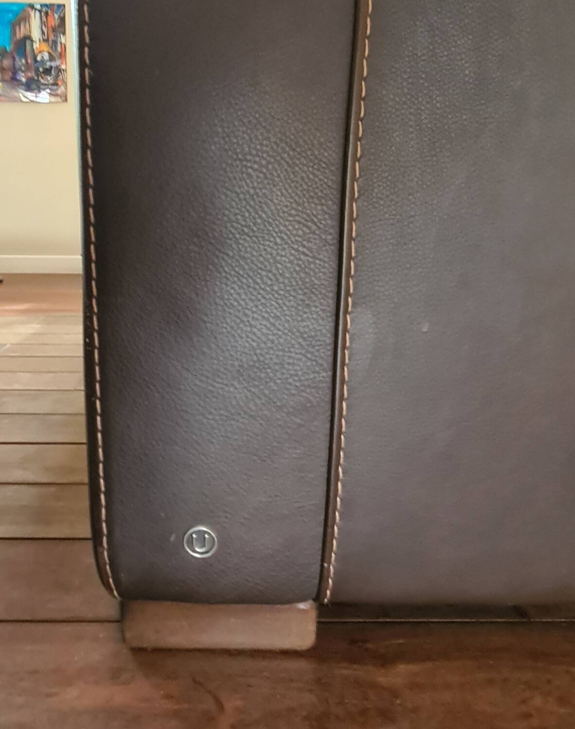 Natuzzi 3-seater sofa in full grain brown leather