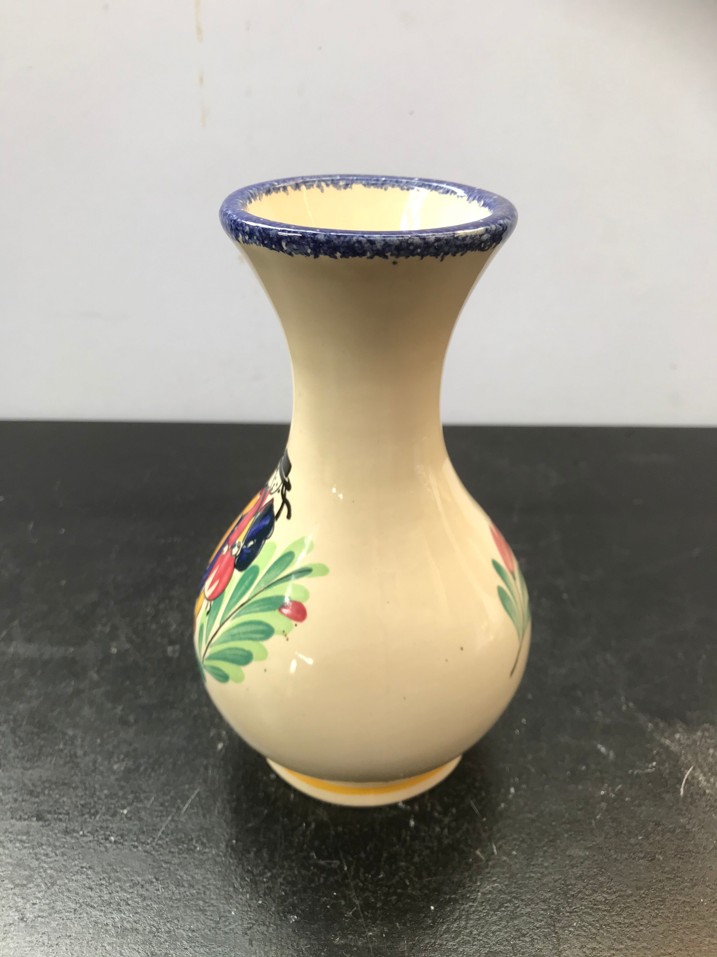 Ancient vase Quimper ceramics painted made a france vintage