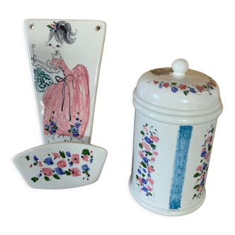 Patère et pot en porcelaine