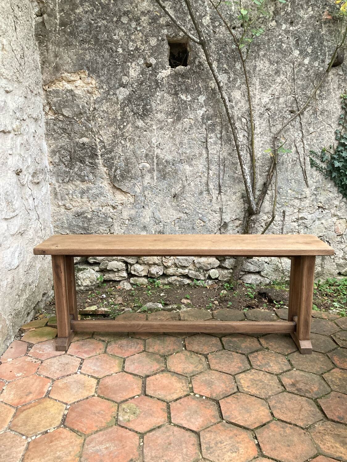 Pair of antique solid oak benches