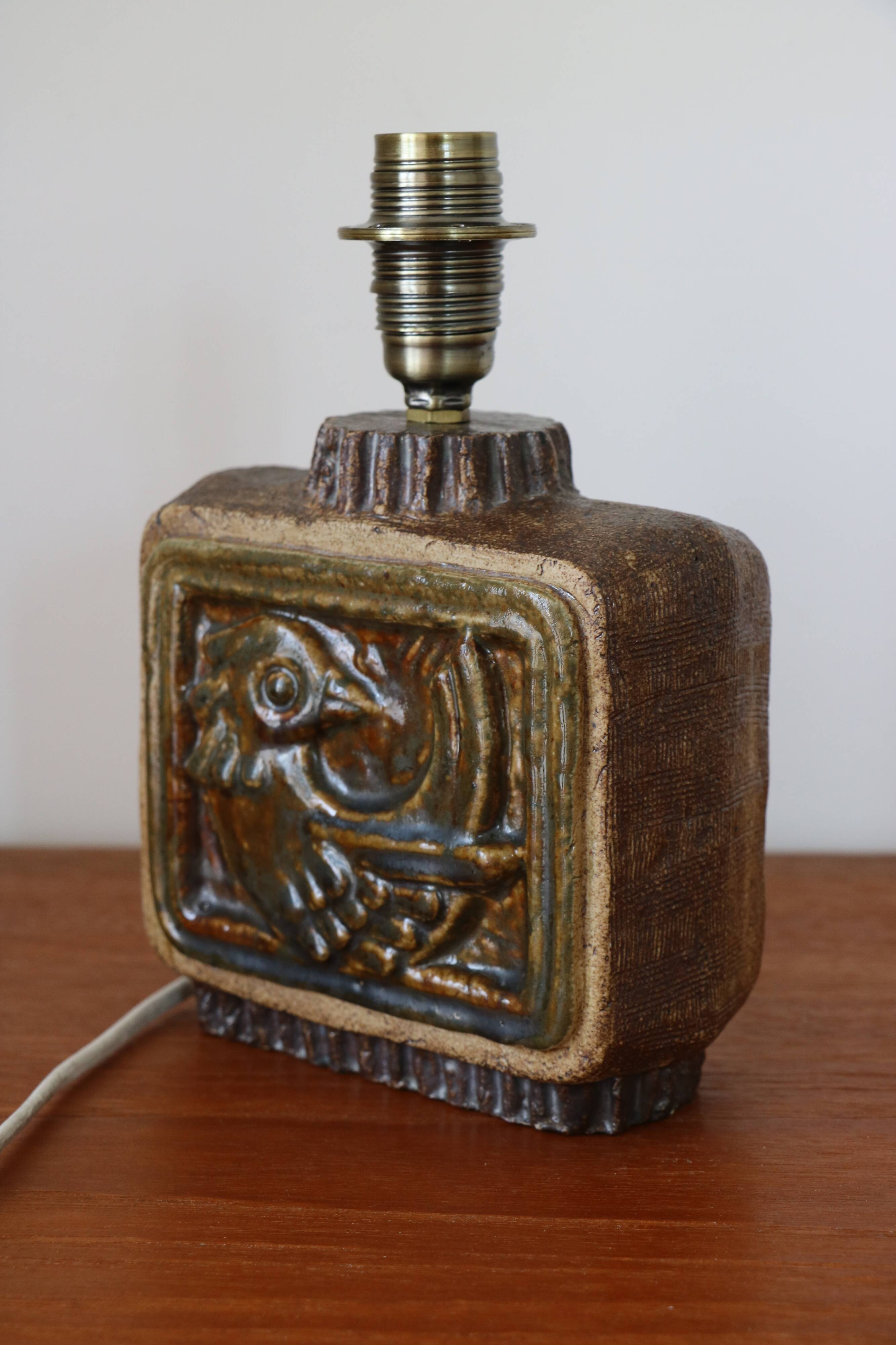 Sandstone lamp base, Willi Fischer, Ego Stengods, Sweden, 1960