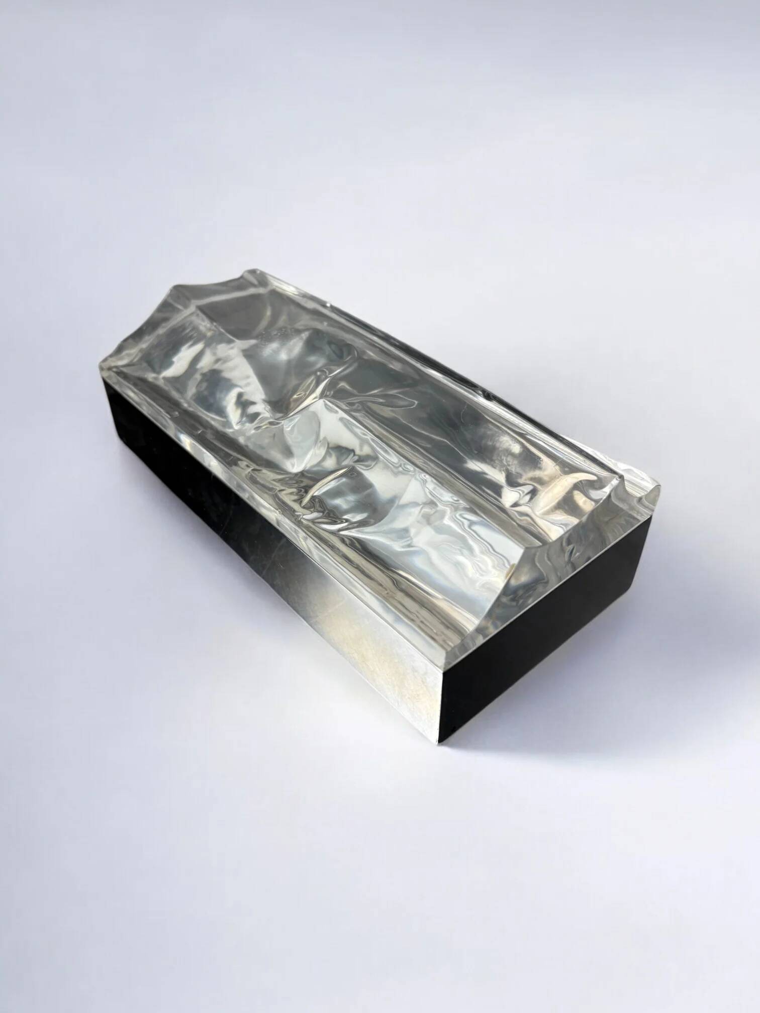 Gabriella Crespi style ice effect lucite vanity box, Italy, 1970s