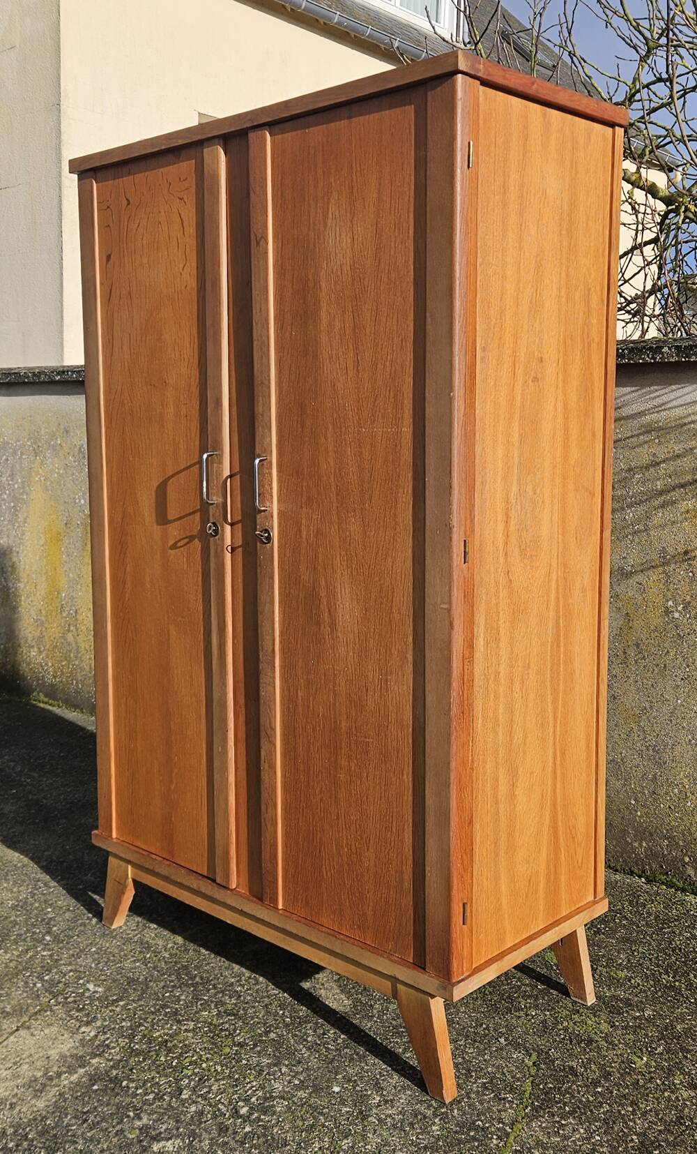 Wardrobe, shelves, oak, vintage, 1950s / 60s