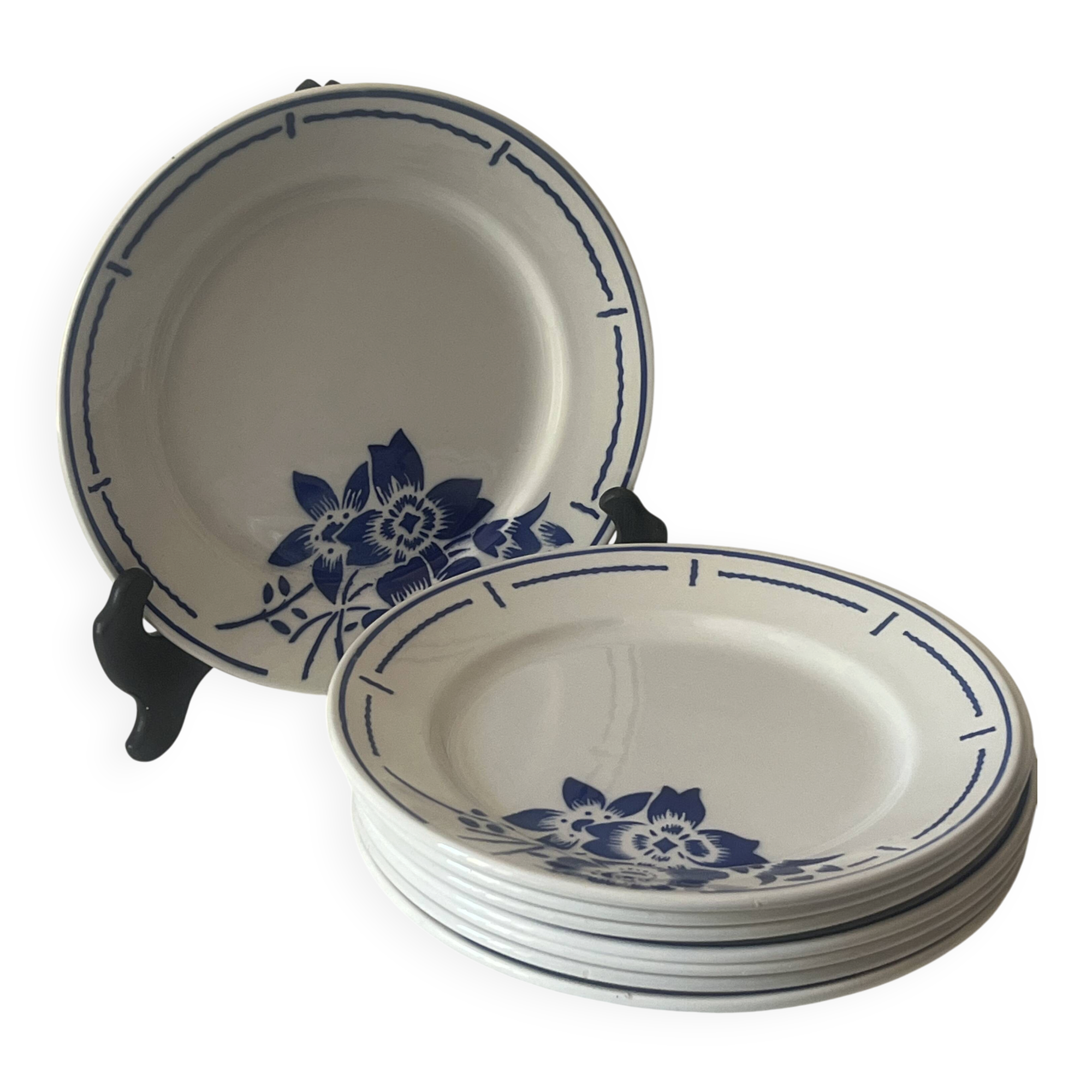 Opaque porcelain Badonviller - 8 dinner plates
