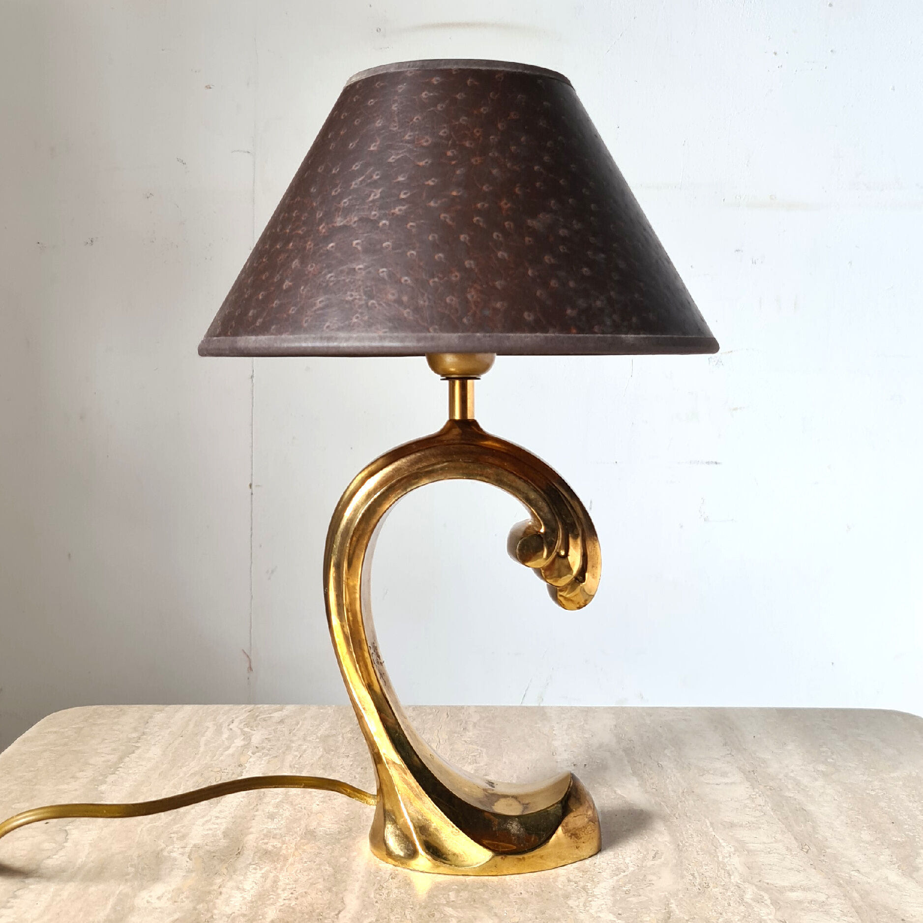 Hollywood regency brass table lamp, 1970s