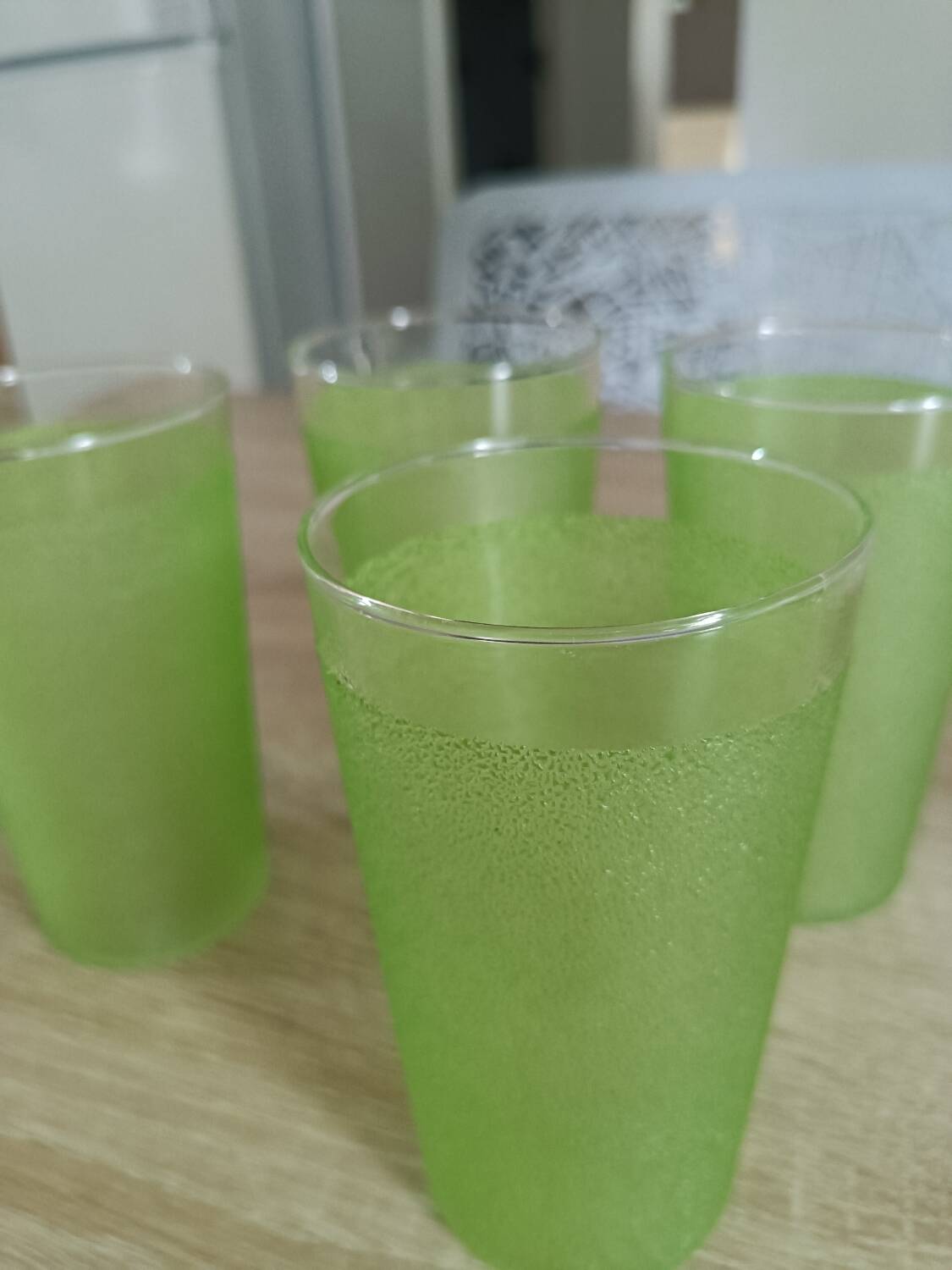4 vintage green granita glasses