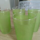 4 vintage green granita glasses
