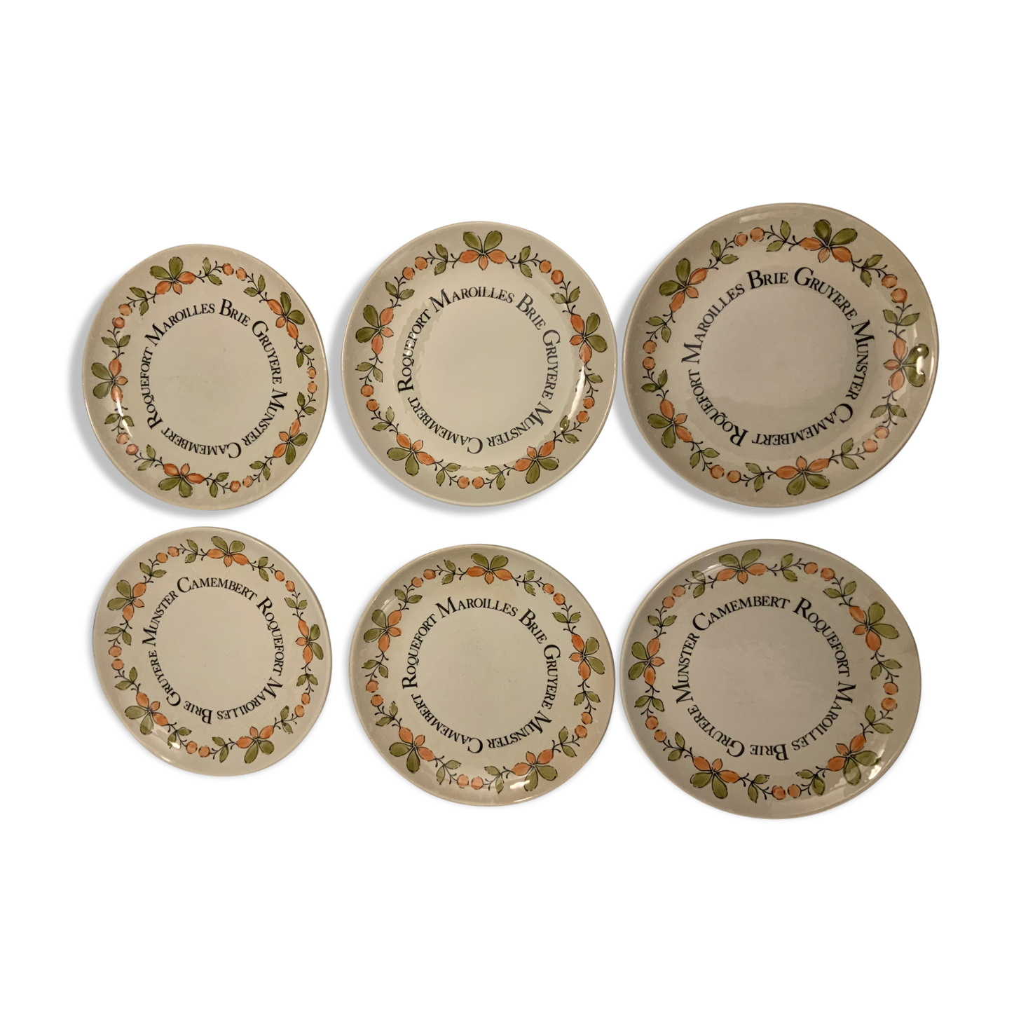 6 Gien cheese plates