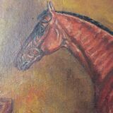 Peinture victorienne anglaise représentant un cheval alezan