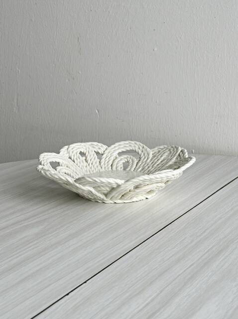 Antique twisted white porcelain basket