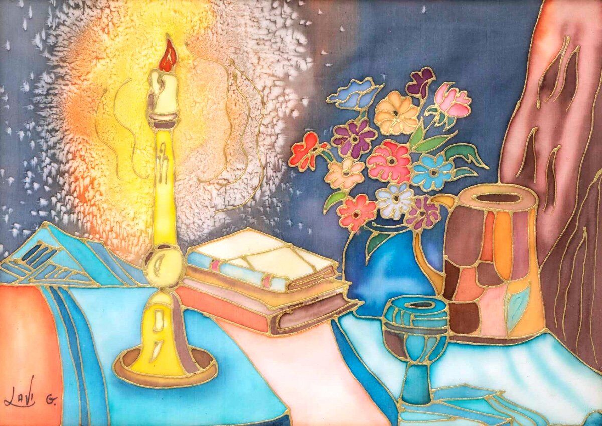 Painting Lavi Group Still Life – Shabbat Shalom - XXth Century