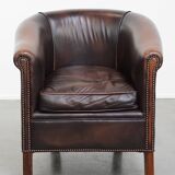 Cowhide Leather Club Armchair in English Style