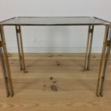Side table, chrome and gold sofa 1970 style Hollywood Regency