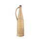 Amber glass bottle in its wicker handle basket.