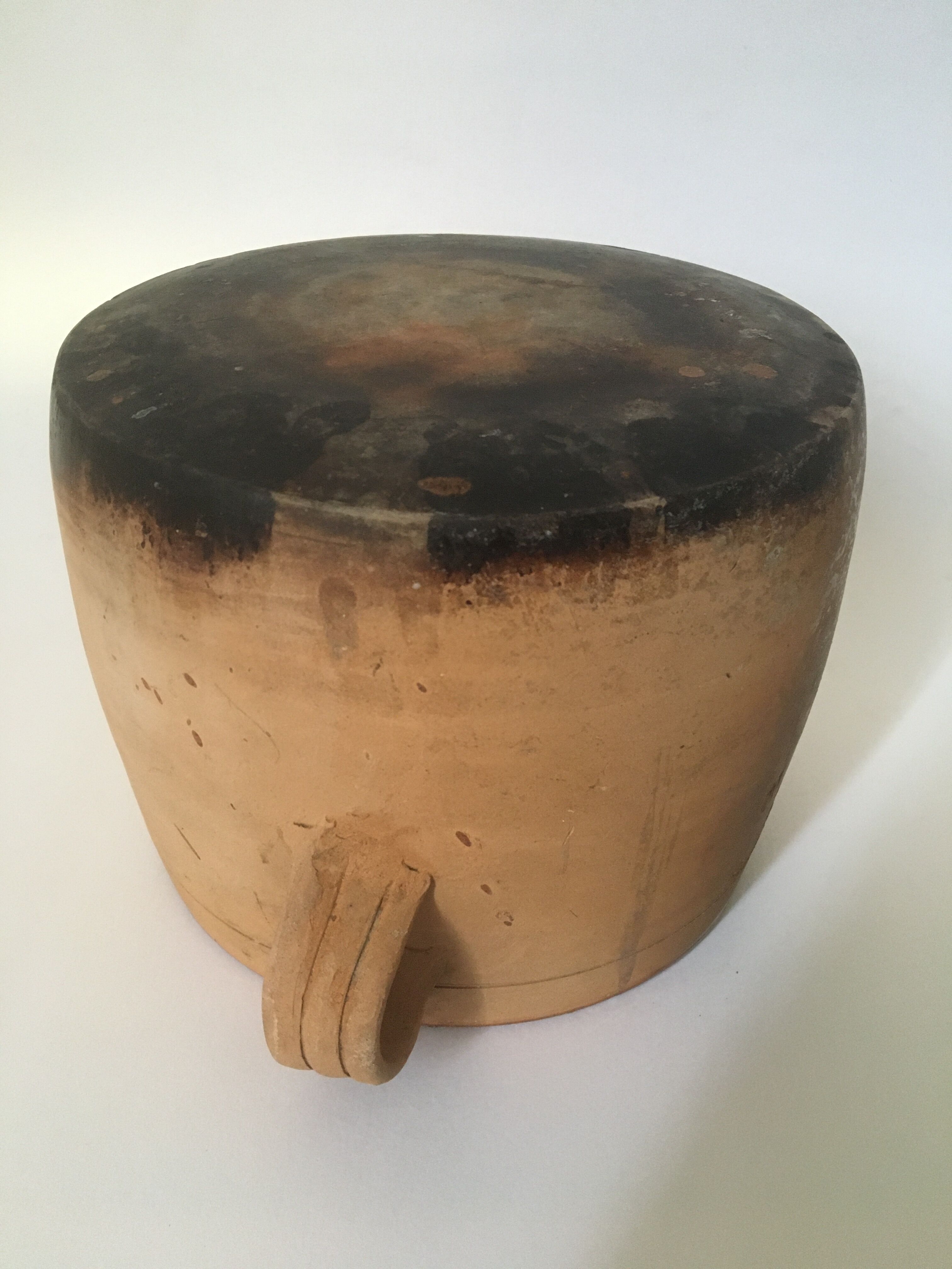 Terracotta marmite and enamelled interior