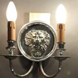 Pair of two-armed silver-plated bronze wall lights from Maison Charles, 1960.