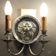 Pair of two-armed silver-plated bronze wall lights from Maison Charles, 1960.