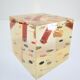 Paperweight sculpture block resin inclusions sewing design 70s